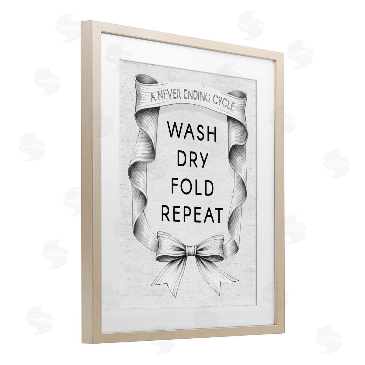Lettered and Lined Laundry Vintage Wavy Ribbon Canvas Wall Art Print