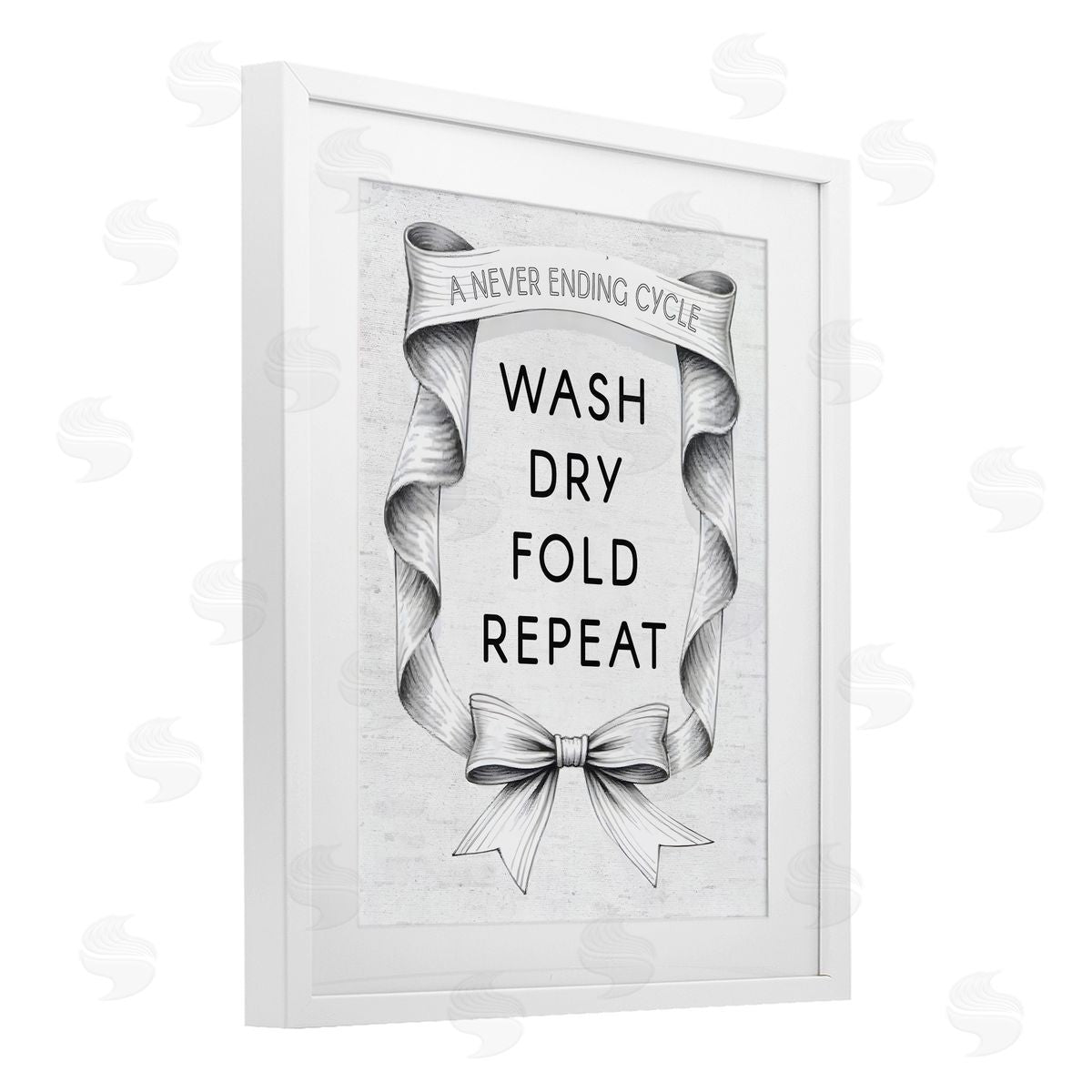 Lettered and Lined Laundry Vintage Wavy Ribbon Canvas Wall Art Print