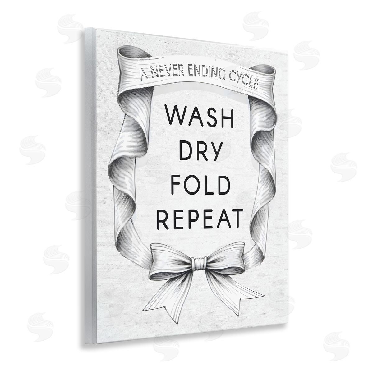 Lettered and Lined Laundry Vintage Wavy Ribbon Canvas Wall Art Print