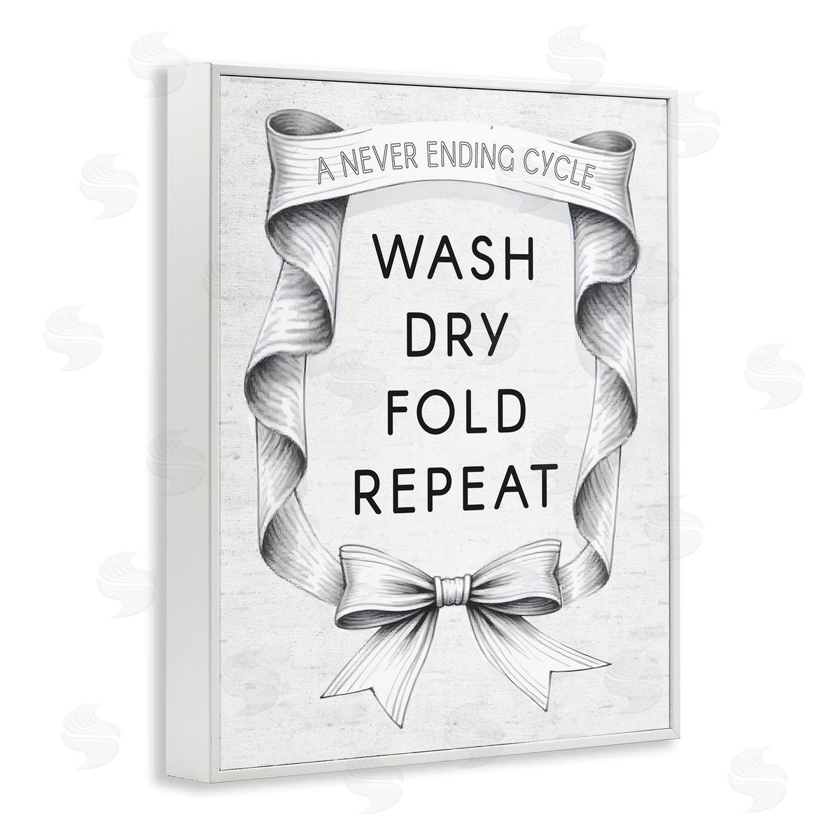 Lettered and Lined Laundry Vintage Wavy Ribbon Canvas Wall Art Print