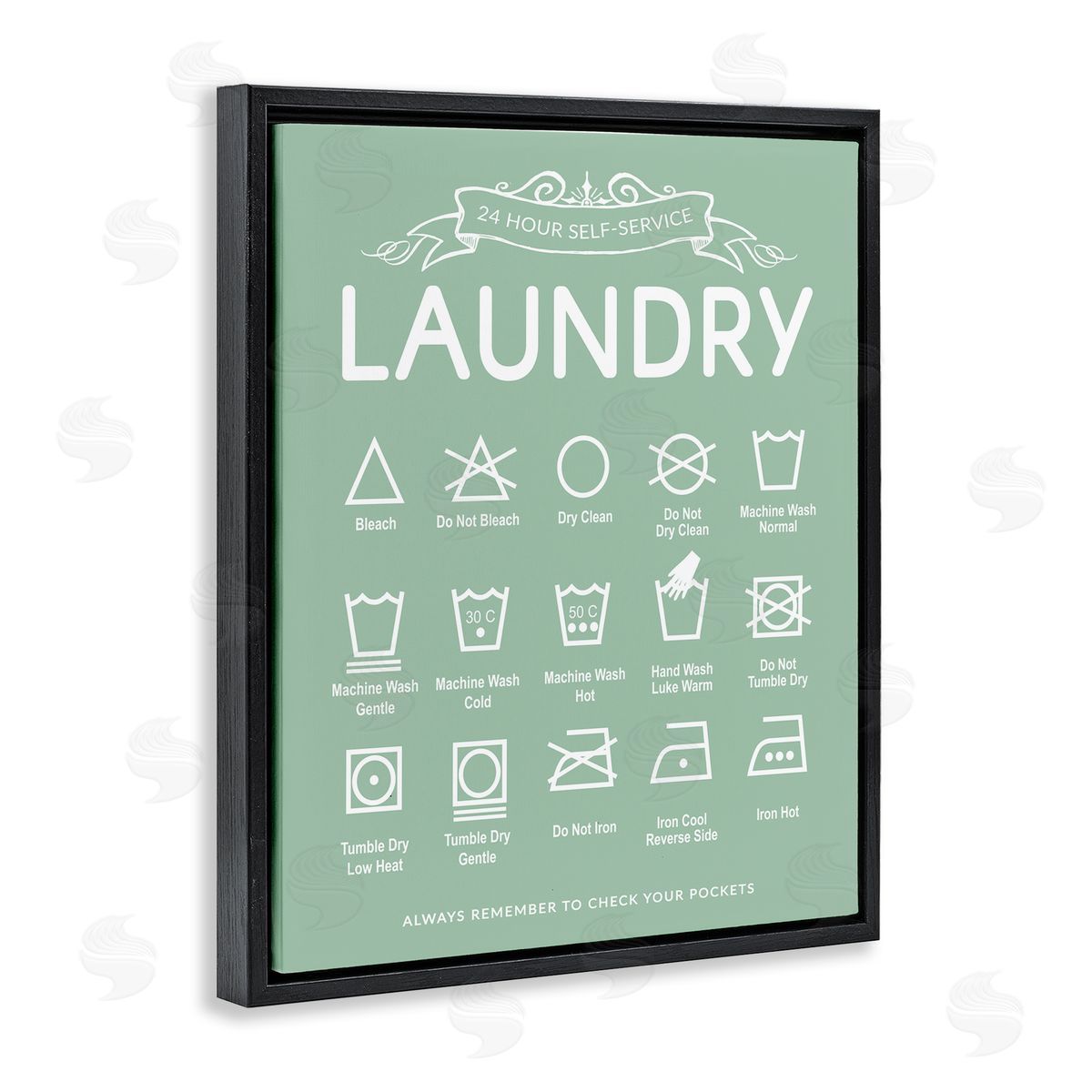 Lettered and Lined Green Vintage Laundry Guide Canvas Wall Art Print