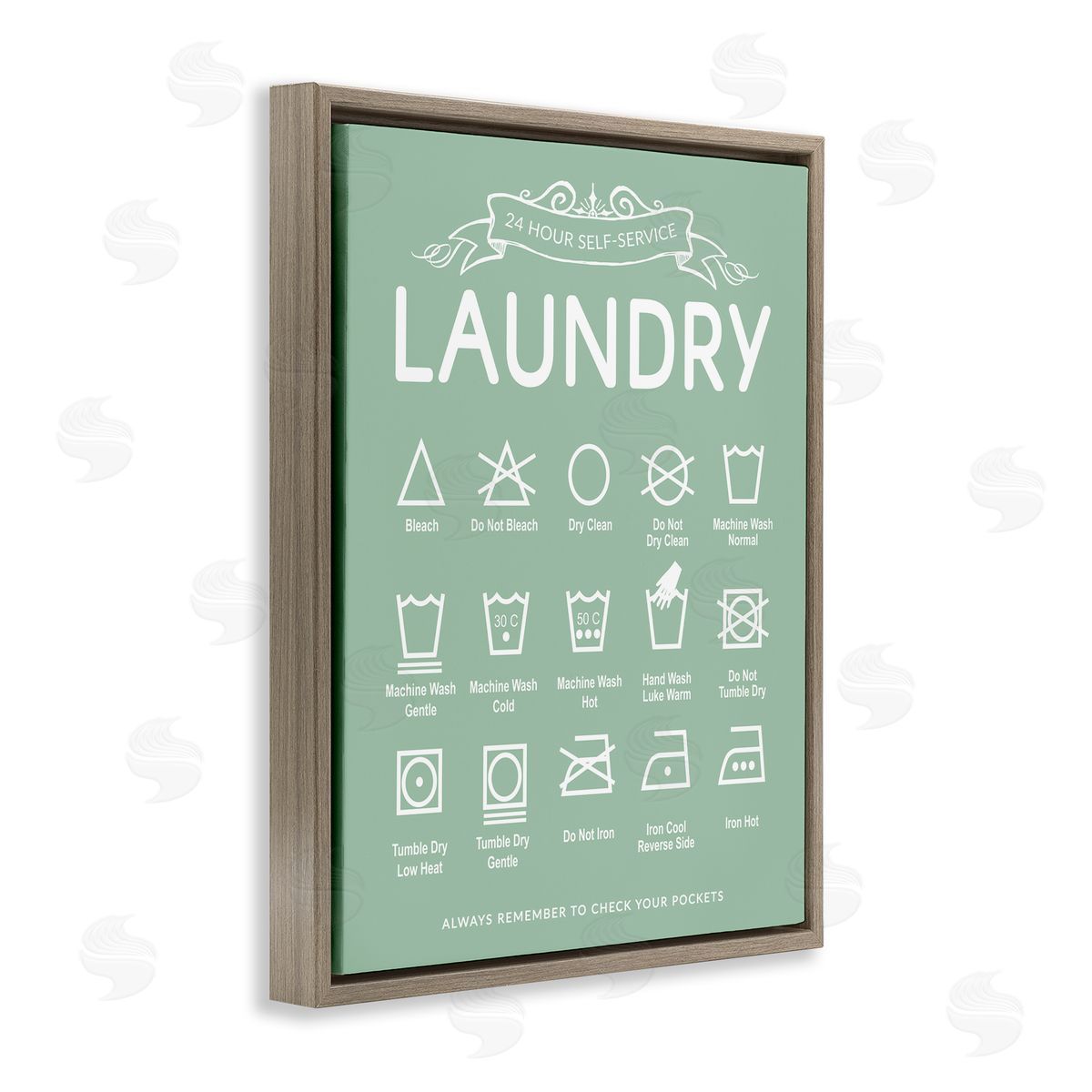 Lettered and Lined Green Vintage Laundry Guide Canvas Wall Art Print