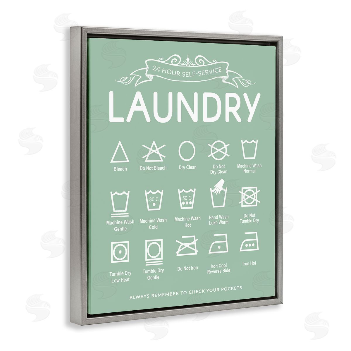 Lettered and Lined Green Vintage Laundry Guide Canvas Wall Art Print