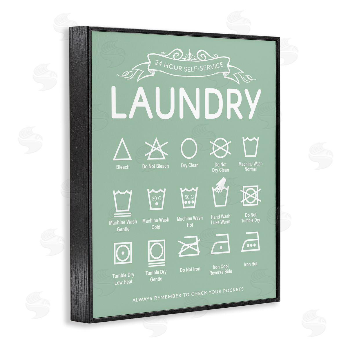 Lettered and Lined Green Vintage Laundry Guide Canvas Wall Art Print