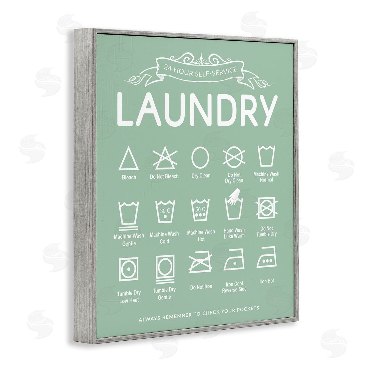 Lettered and Lined Green Vintage Laundry Guide Canvas Wall Art Print