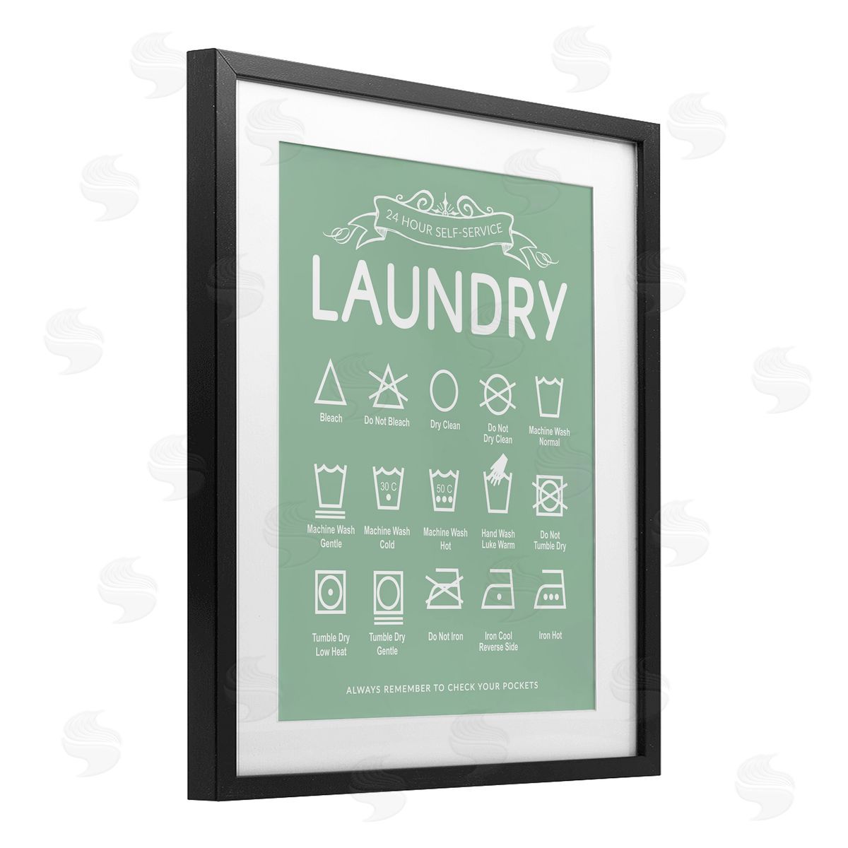 Lettered and Lined Green Vintage Laundry Guide Canvas Wall Art Print