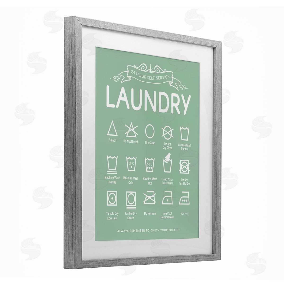 Lettered and Lined Green Vintage Laundry Guide Canvas Wall Art Print