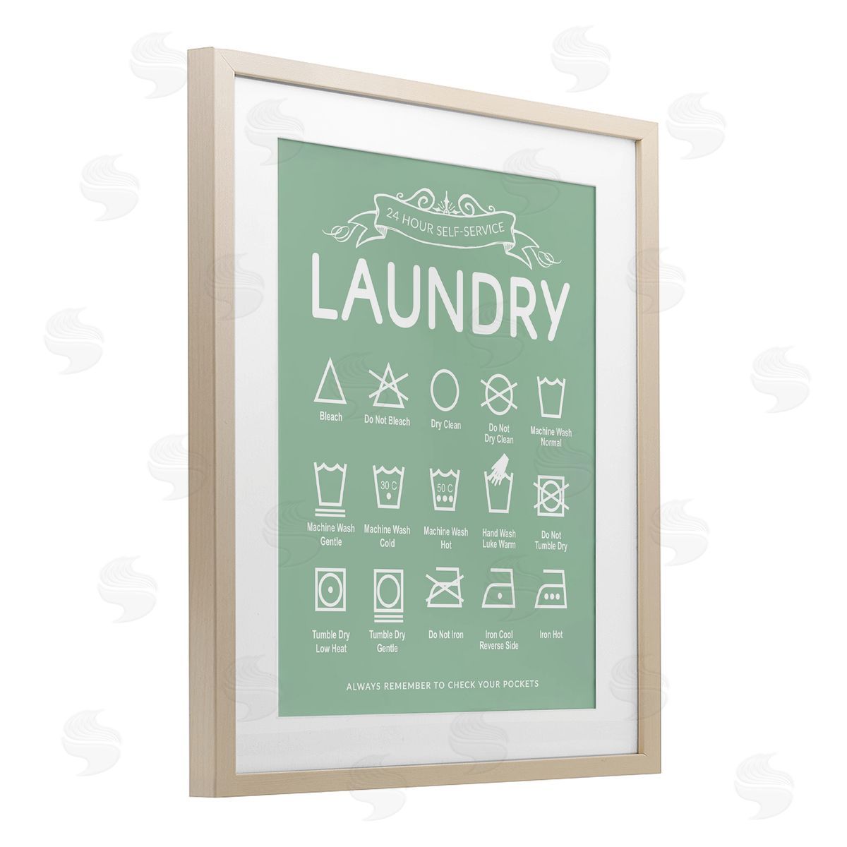 Lettered and Lined Green Vintage Laundry Guide Canvas Wall Art Print