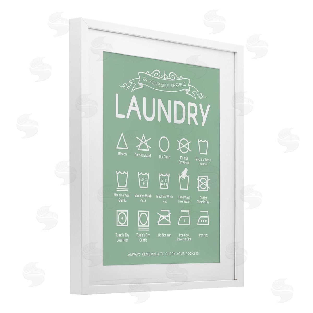 Lettered and Lined Green Vintage Laundry Guide Canvas Wall Art Print
