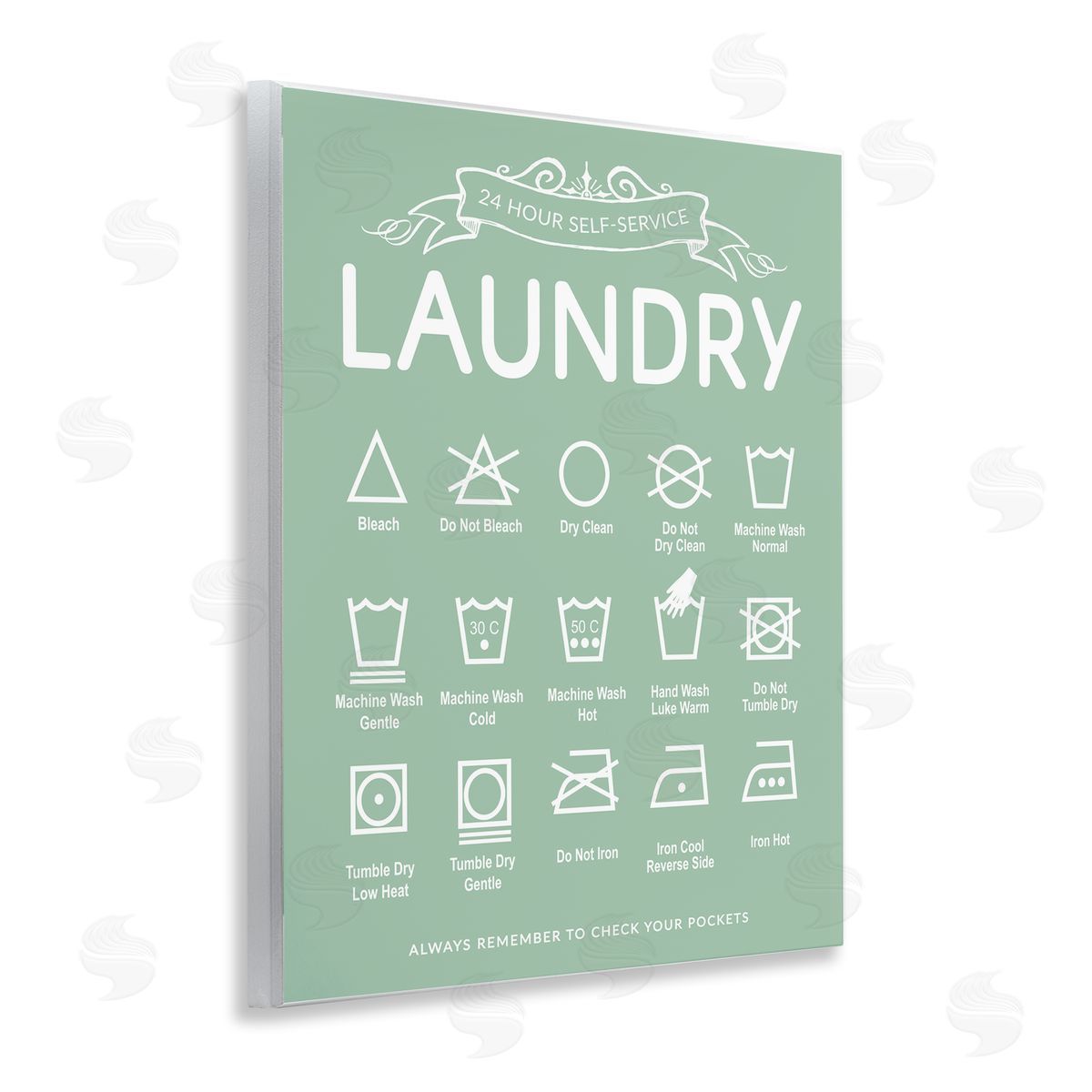 Lettered and Lined Green Vintage Laundry Guide Canvas Wall Art Print