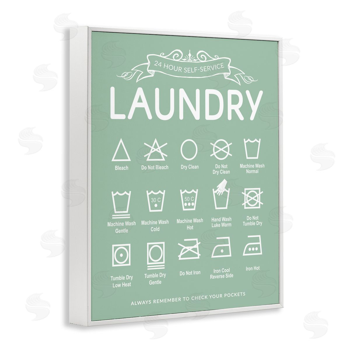 Lettered and Lined Green Vintage Laundry Guide Canvas Wall Art Print