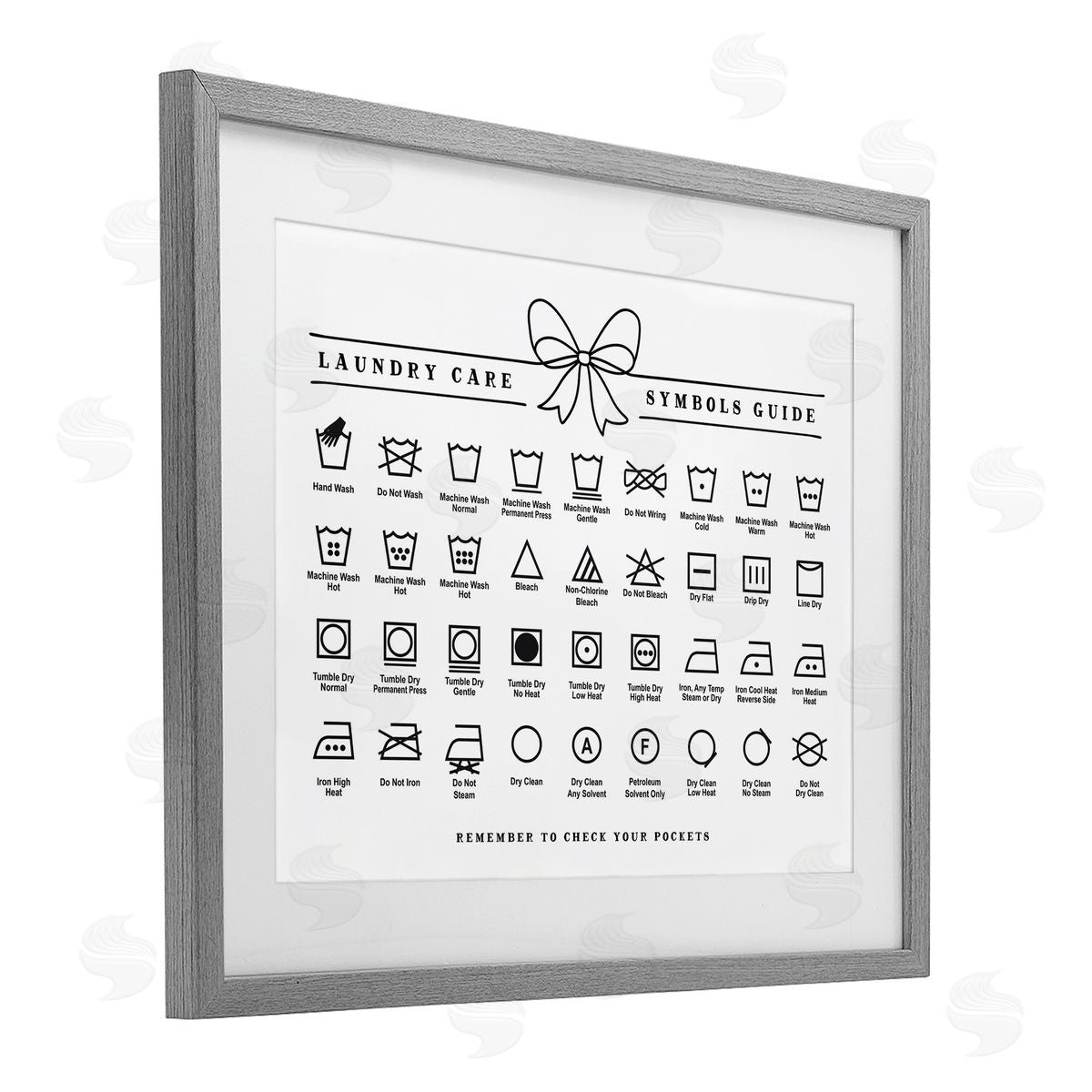 Lettered and Lined Laundry Care Symbols Guide Canvas Wall Art Print