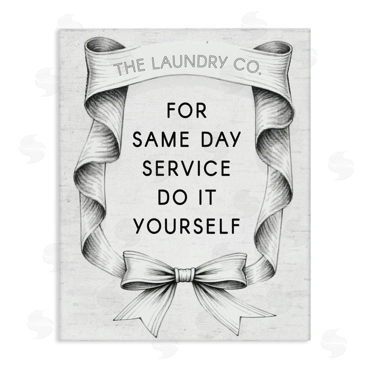 Lettered and Lined Vintage Laundry Service Ribbon Canvas Wall Art Print