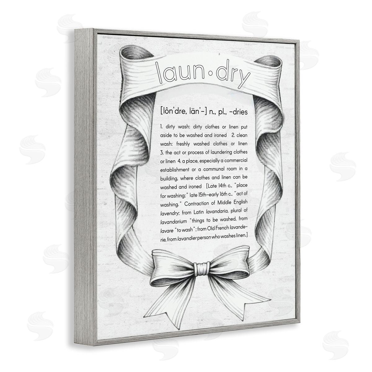 Lettered and Lined Laundry Definition Vintage Bow Canvas Wall Art Print