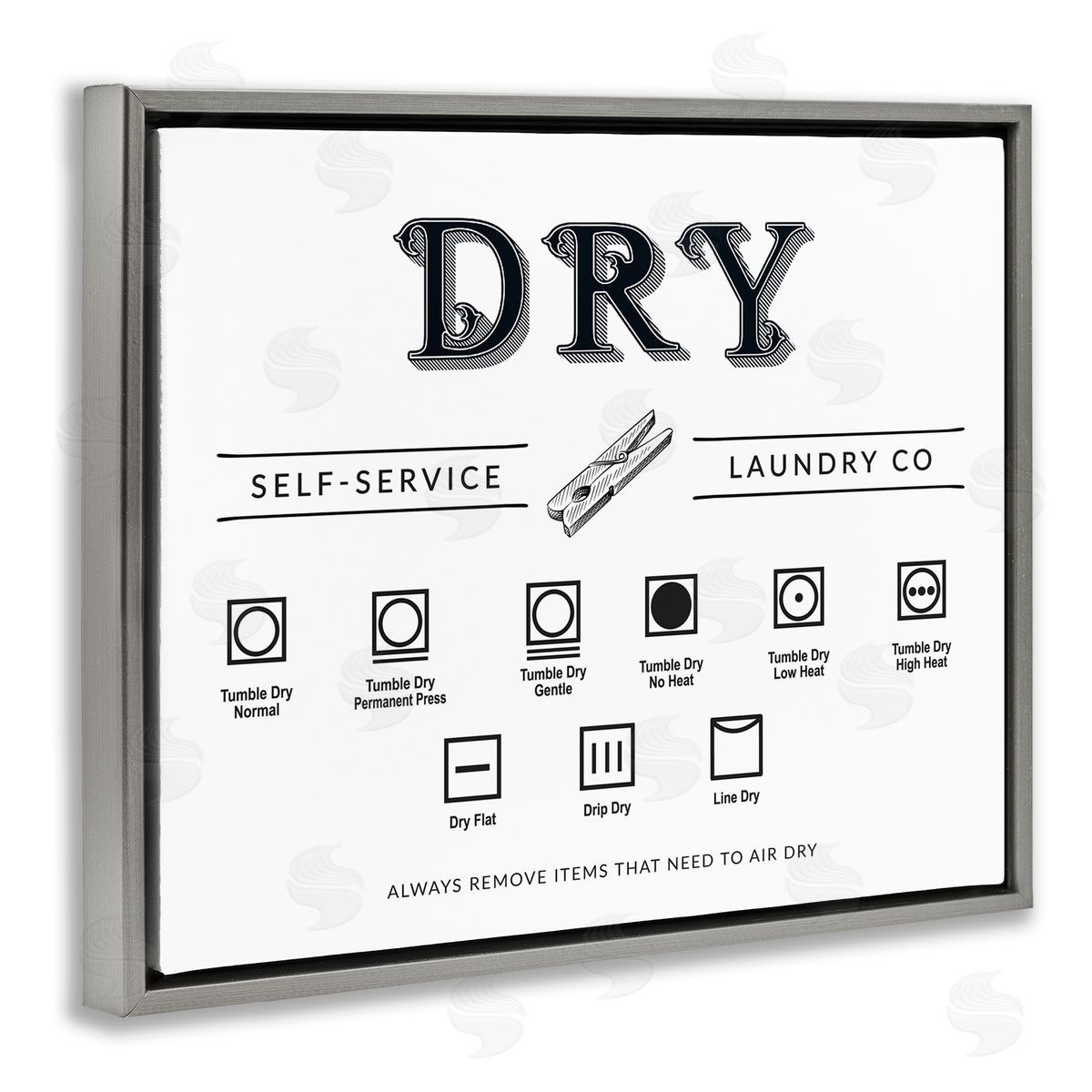Lettered and Lined Dry Cycle Instructions Chart Canvas Wall Art Print