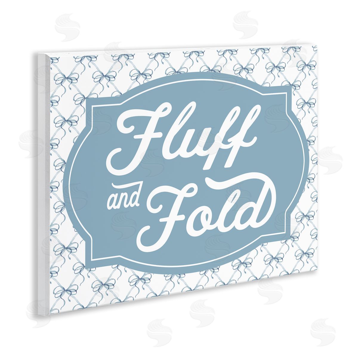 Lettered and Lined Fluff & Fold with Bow Pattern Canvas Wall Art Print