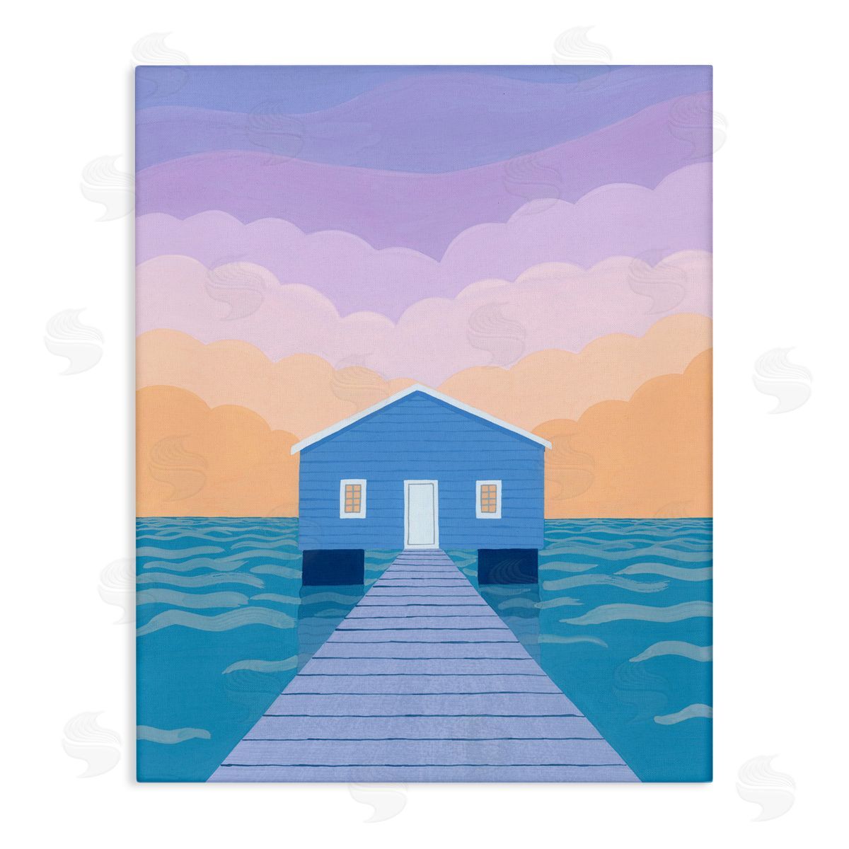 stupell industries Courtney Haley | Blue Boat Shed Sunrise