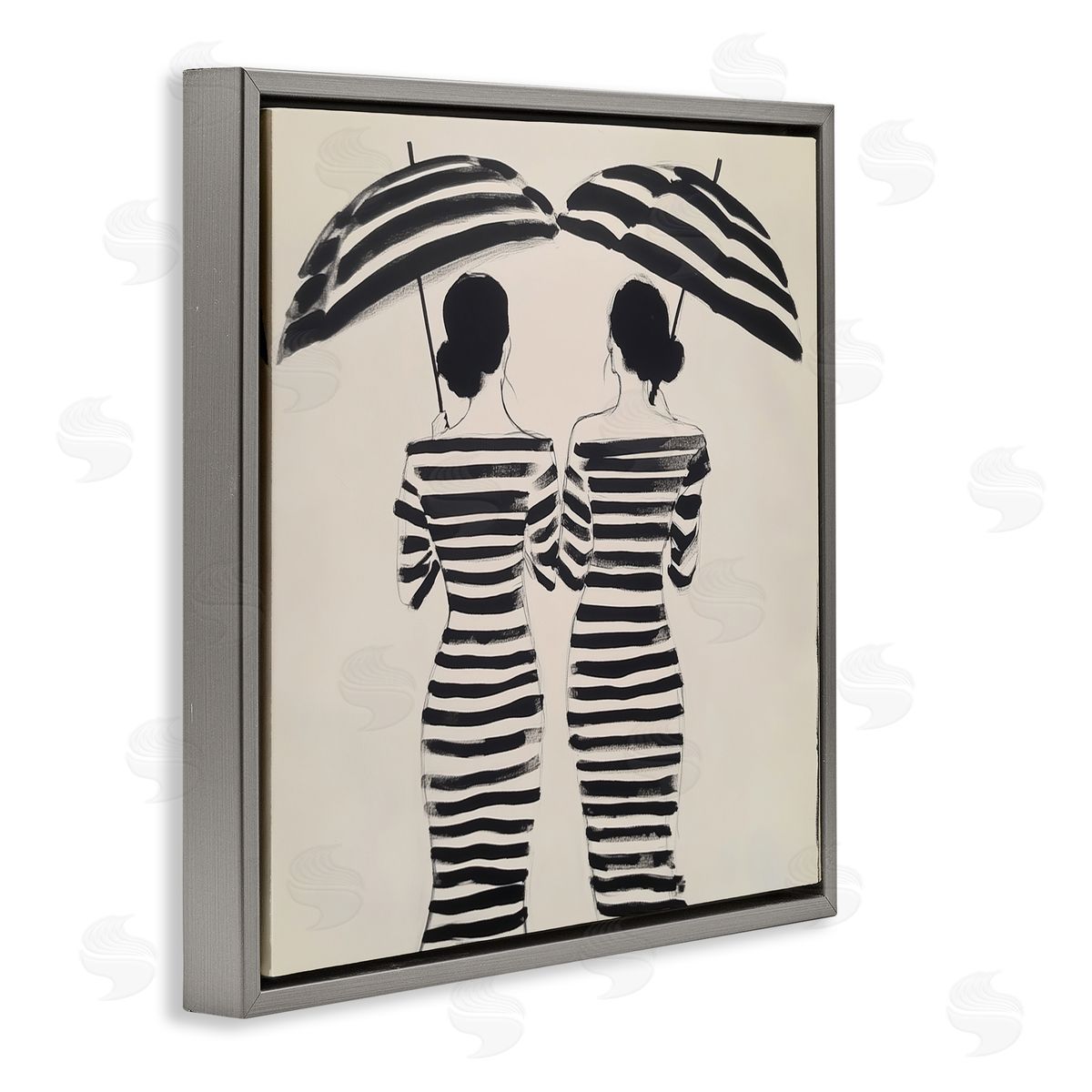 Annabelle Hall Two Women in Rain Stripes Canvas Wall Art Print