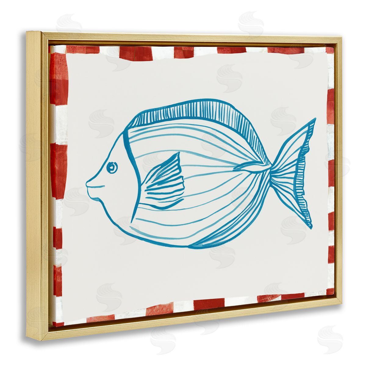 Hannah Dawson Ocean Fish Sketch Gold Floating Frame Canvas Art Print