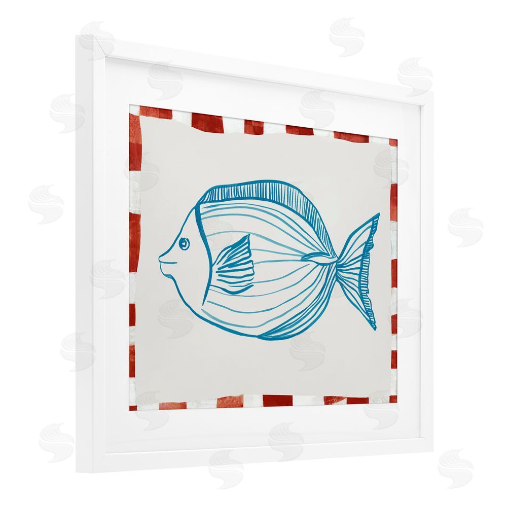 Hannah Dawson Ocean Fish Sketch White Framed Print Under Glass Art
