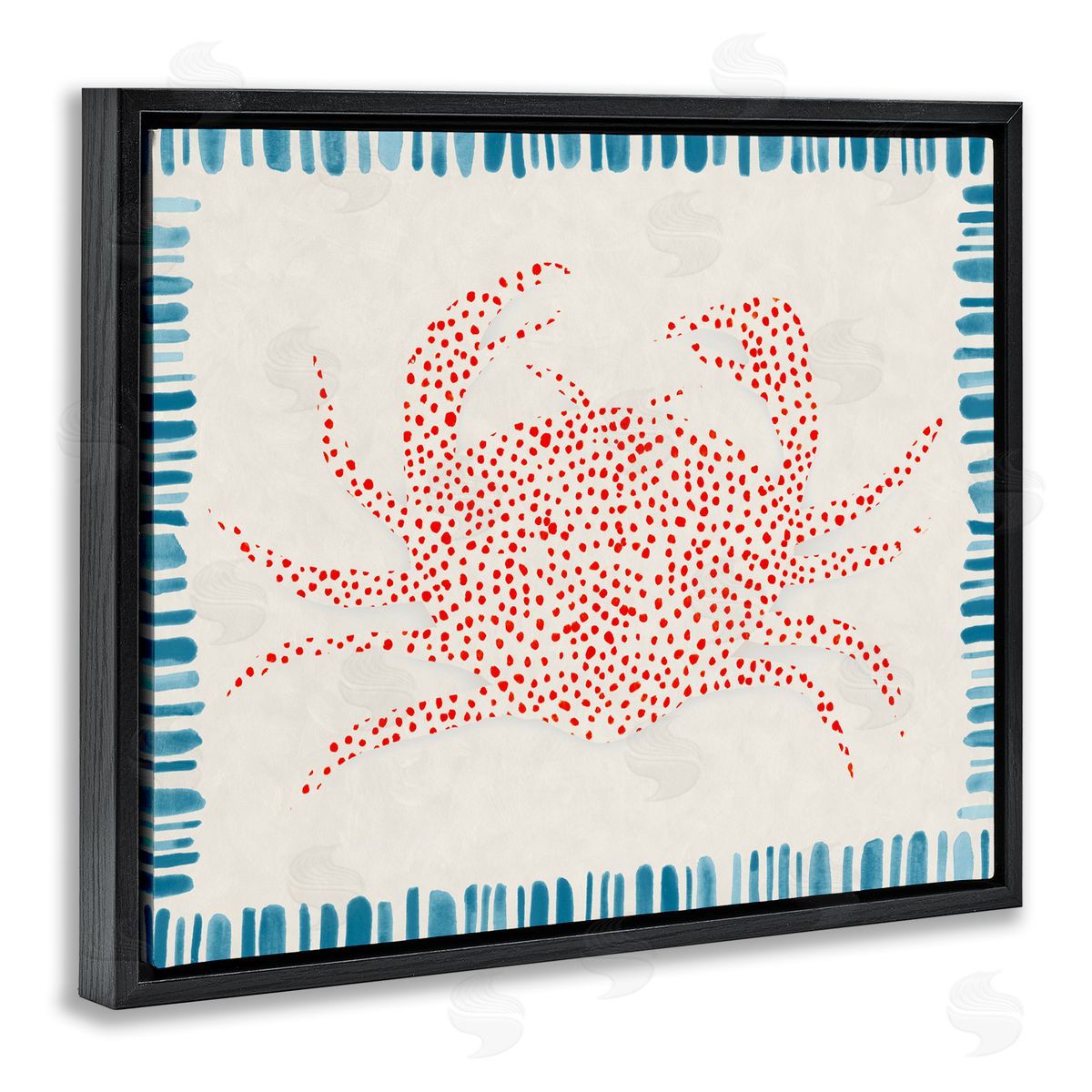 Hannah Dawson Dotted Depths Crab Black Floating Frame Canvas Wall Art Print