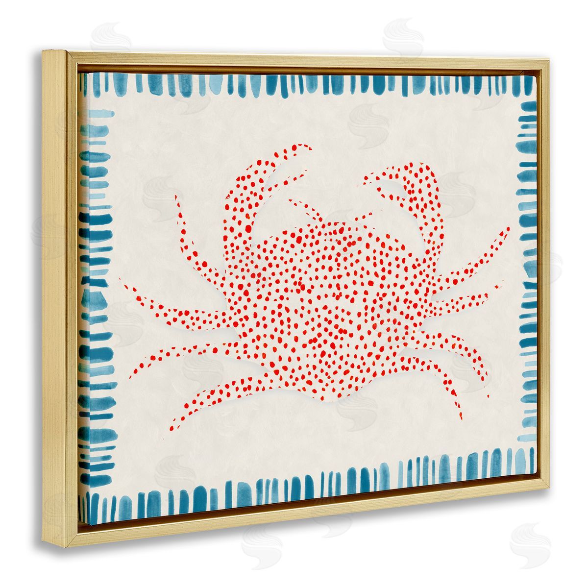 Hannah Dawson Dotted Depths Crab Gold Floating Frame Canvas Art Print