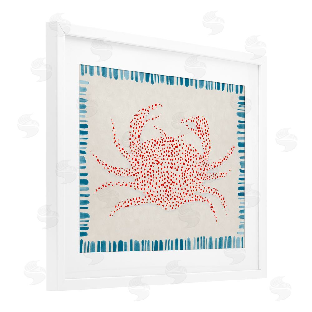Hannah Dawson Dotted Depths Crab White Framed Print Under Glass Art