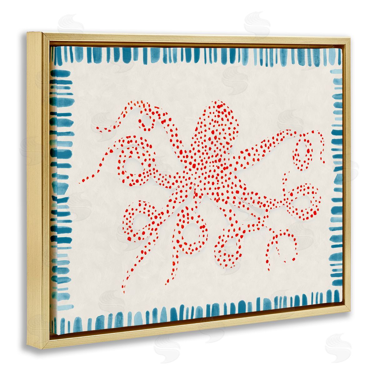 Hannah Dawson Dotted Depths Octopus Gold Floating Frame Canvas Art Print