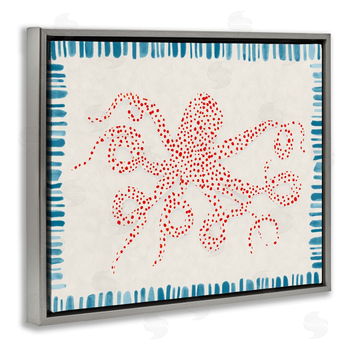 Hannah Dawson Dotted Depths Octopus Gray Floating Frame Canvas Art Print