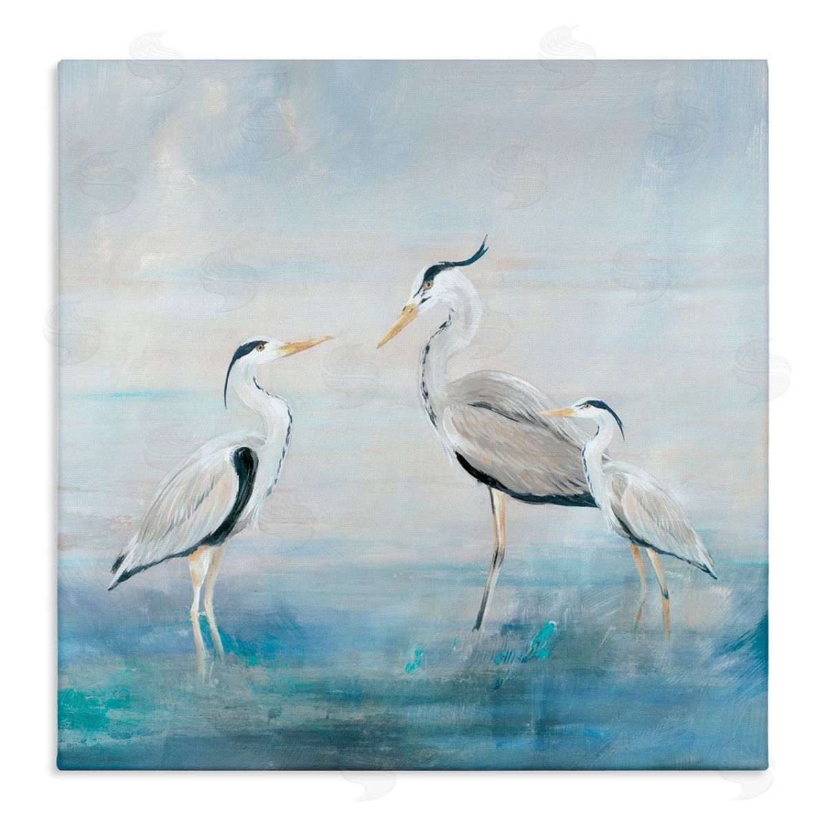 Lily K. Coastal Heron Family Canvas Wall Art Print
