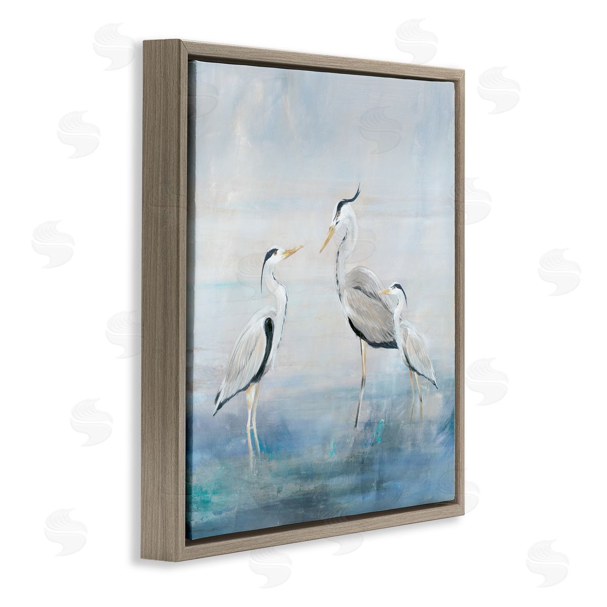 Lily K. Coastal Heron Family Canvas Wall Art Print
