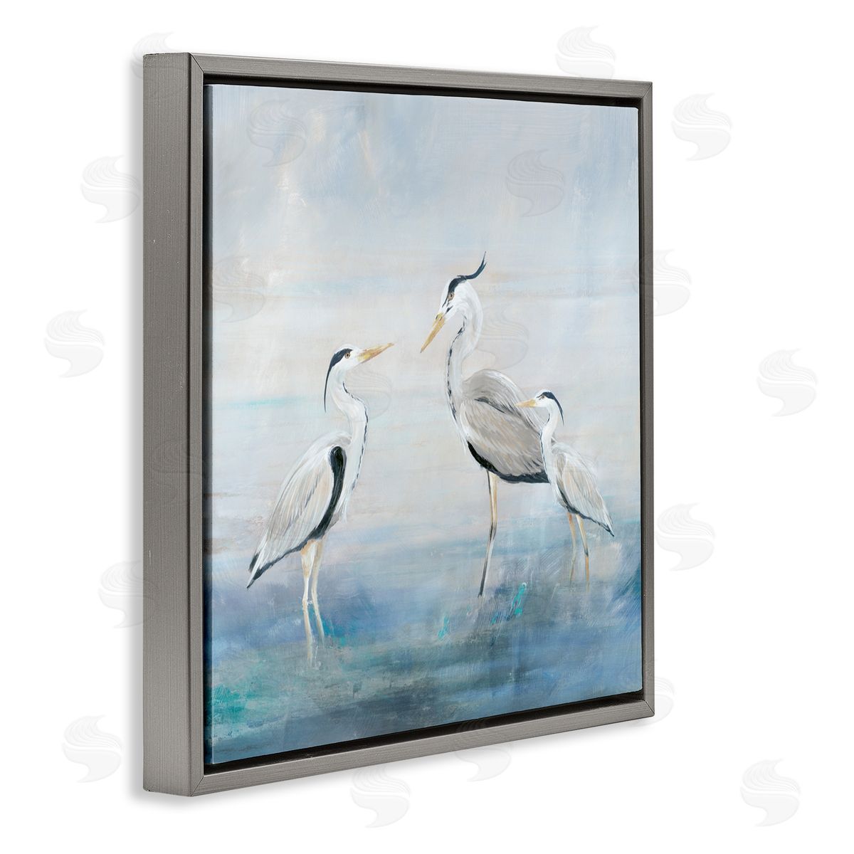 Lily K. Coastal Heron Family Canvas Wall Art Print