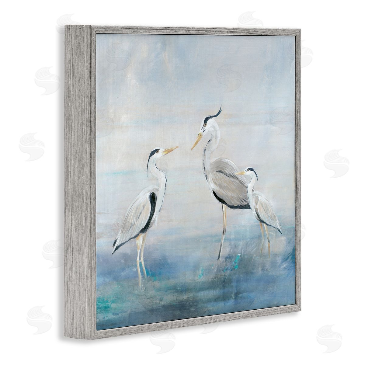 Lily K. Coastal Heron Family Canvas Wall Art Print