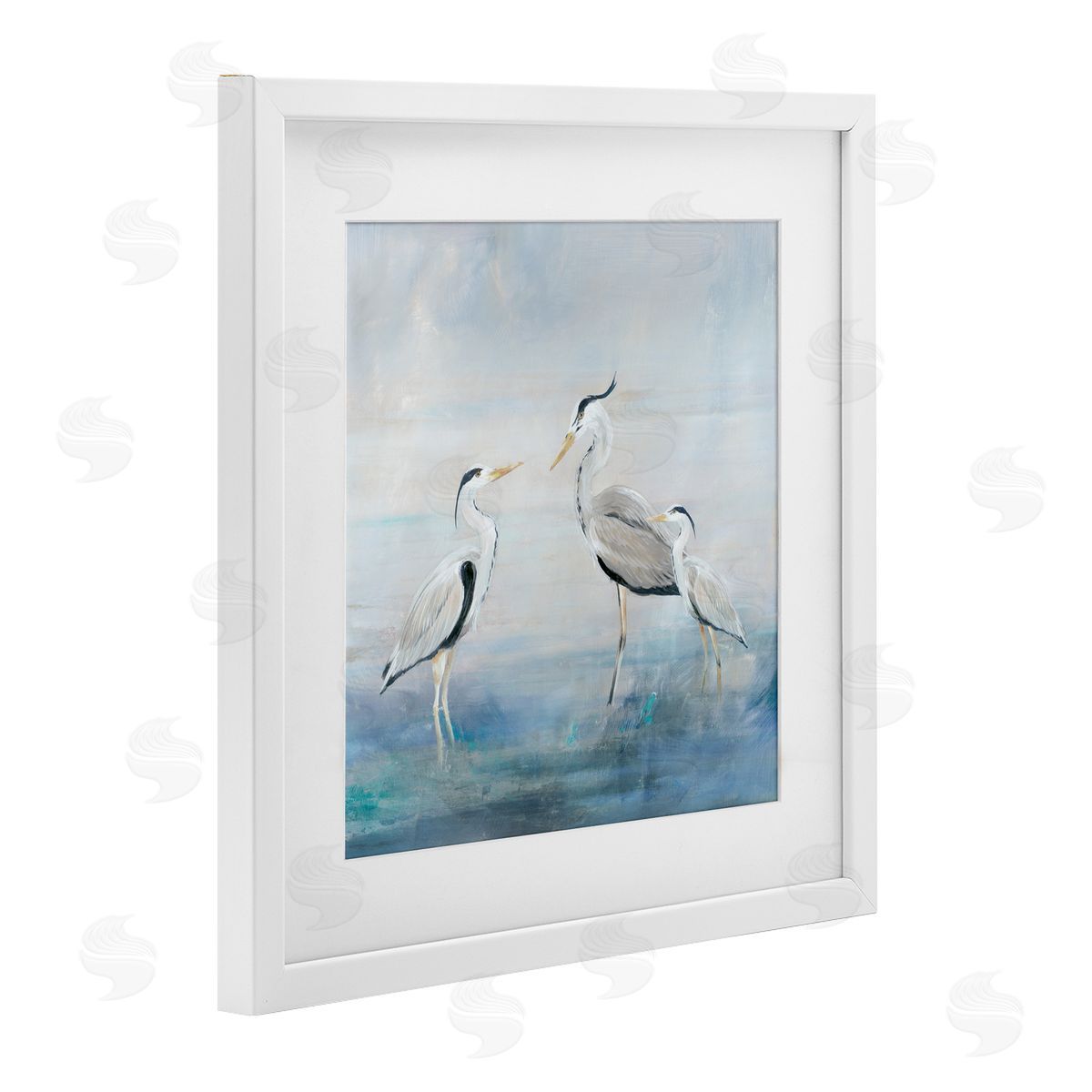 Lily K. Coastal Heron Family Canvas Wall Art Print