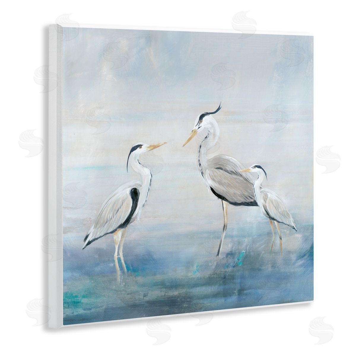 Lily K. Coastal Heron Family Canvas Wall Art Print