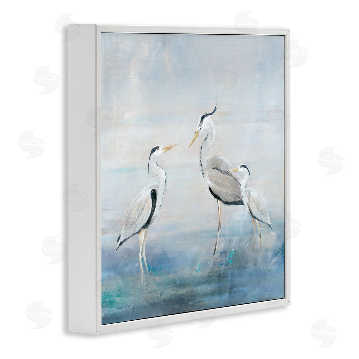 Lily K. Coastal Heron Family Canvas Wall Art Print