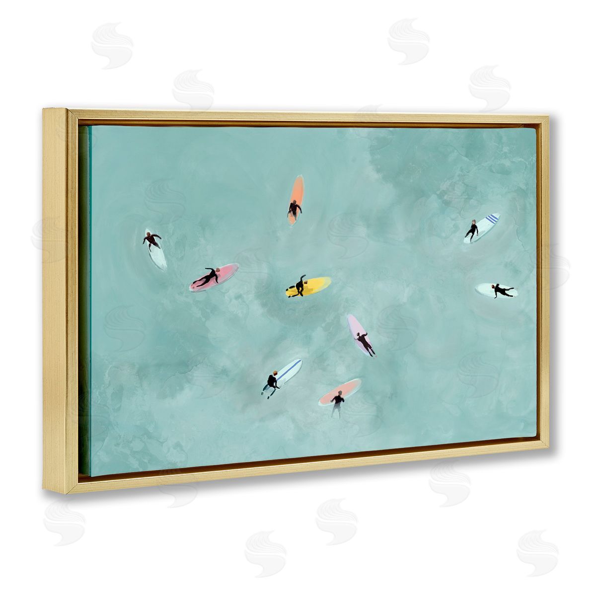 Lily K. Surfers Floating On Waves Canvas Wall Art Print