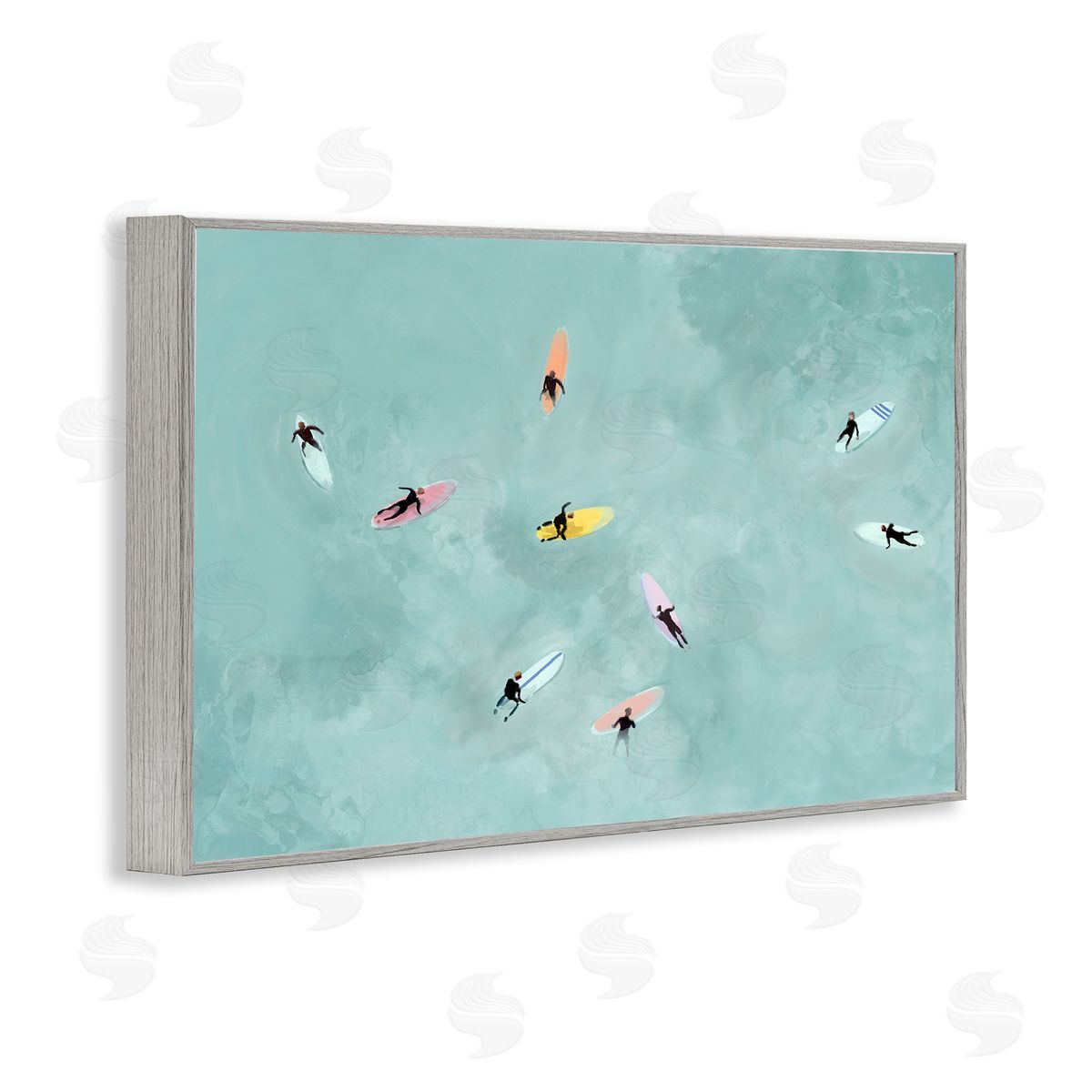 Lily K. Surfers Floating On Waves Canvas Wall Art Print