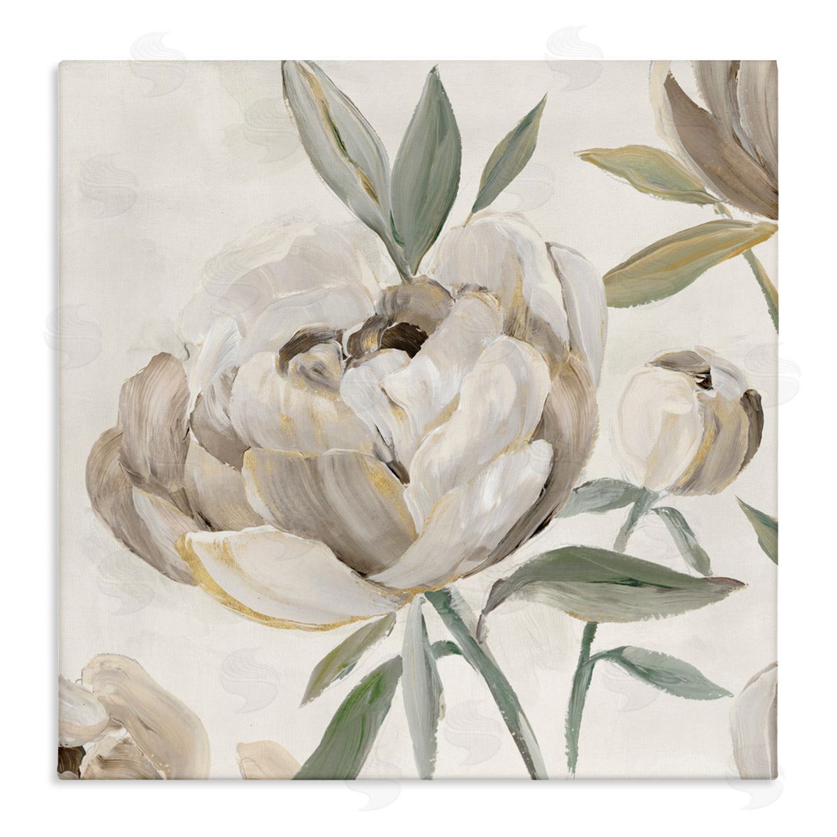 Aria K. Lustrous Peonies in Neutrals Canvas Wall Art Print