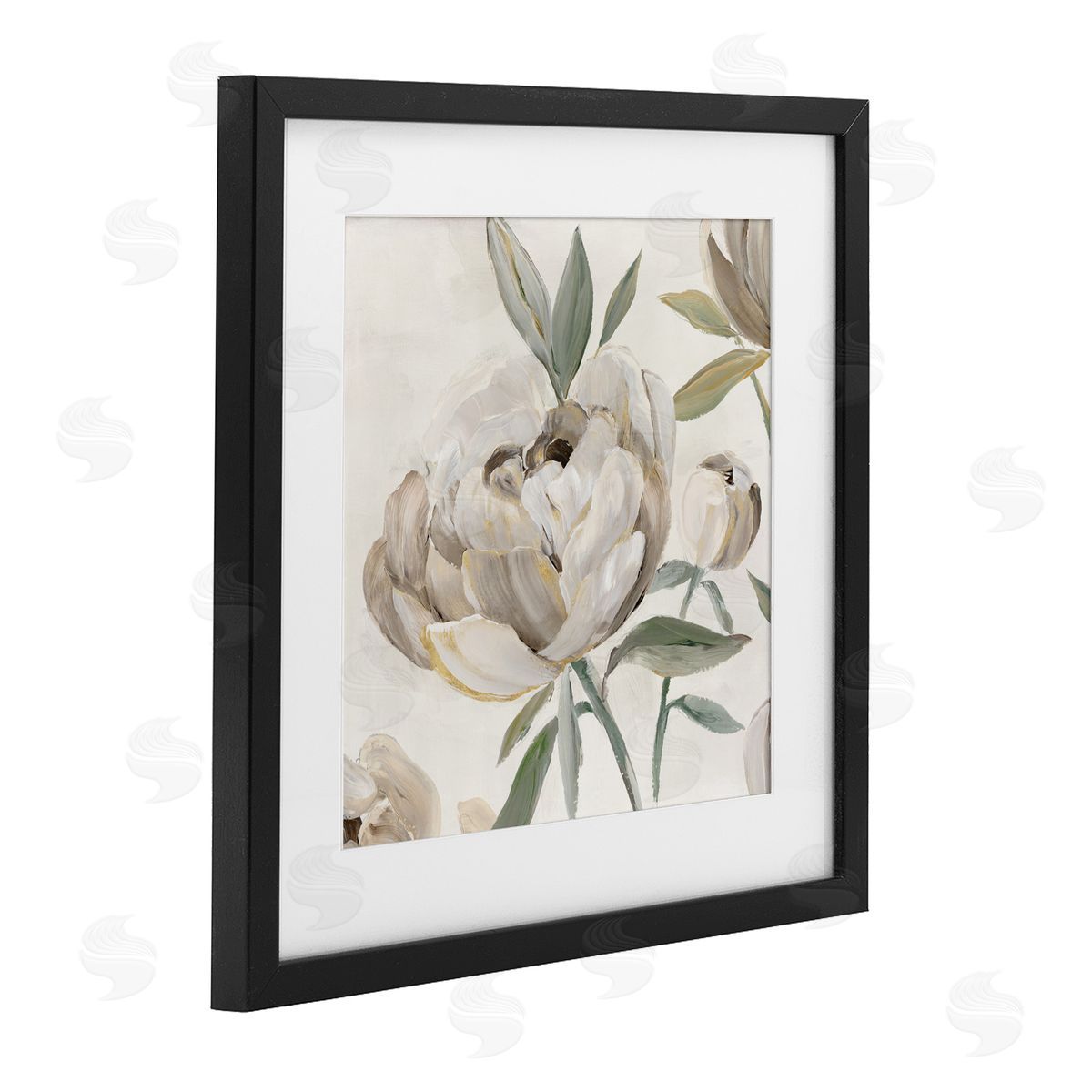 Aria K. Lustrous Peonies in Neutrals Canvas Wall Art Print