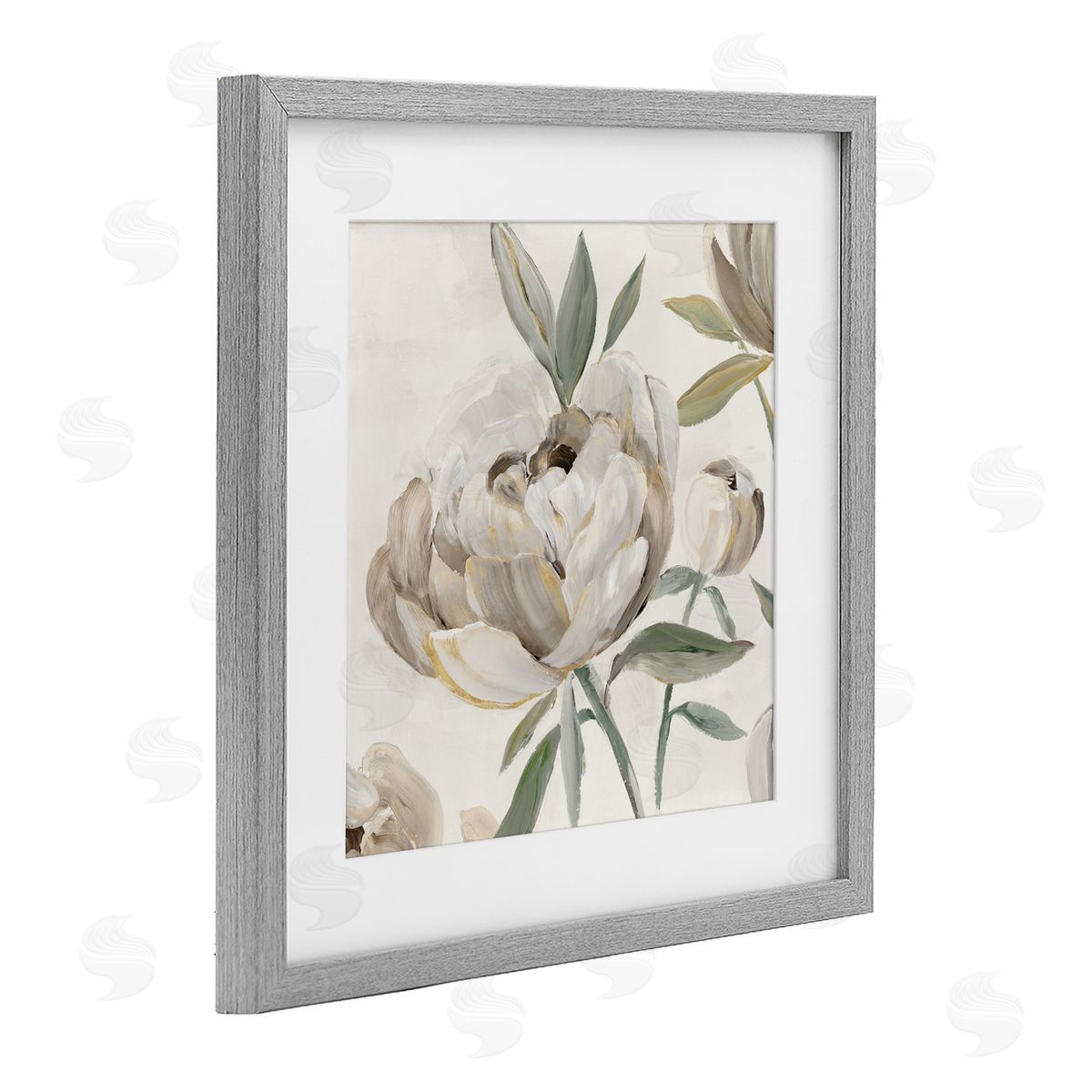 Aria K. Lustrous Peonies in Neutrals Canvas Wall Art Print