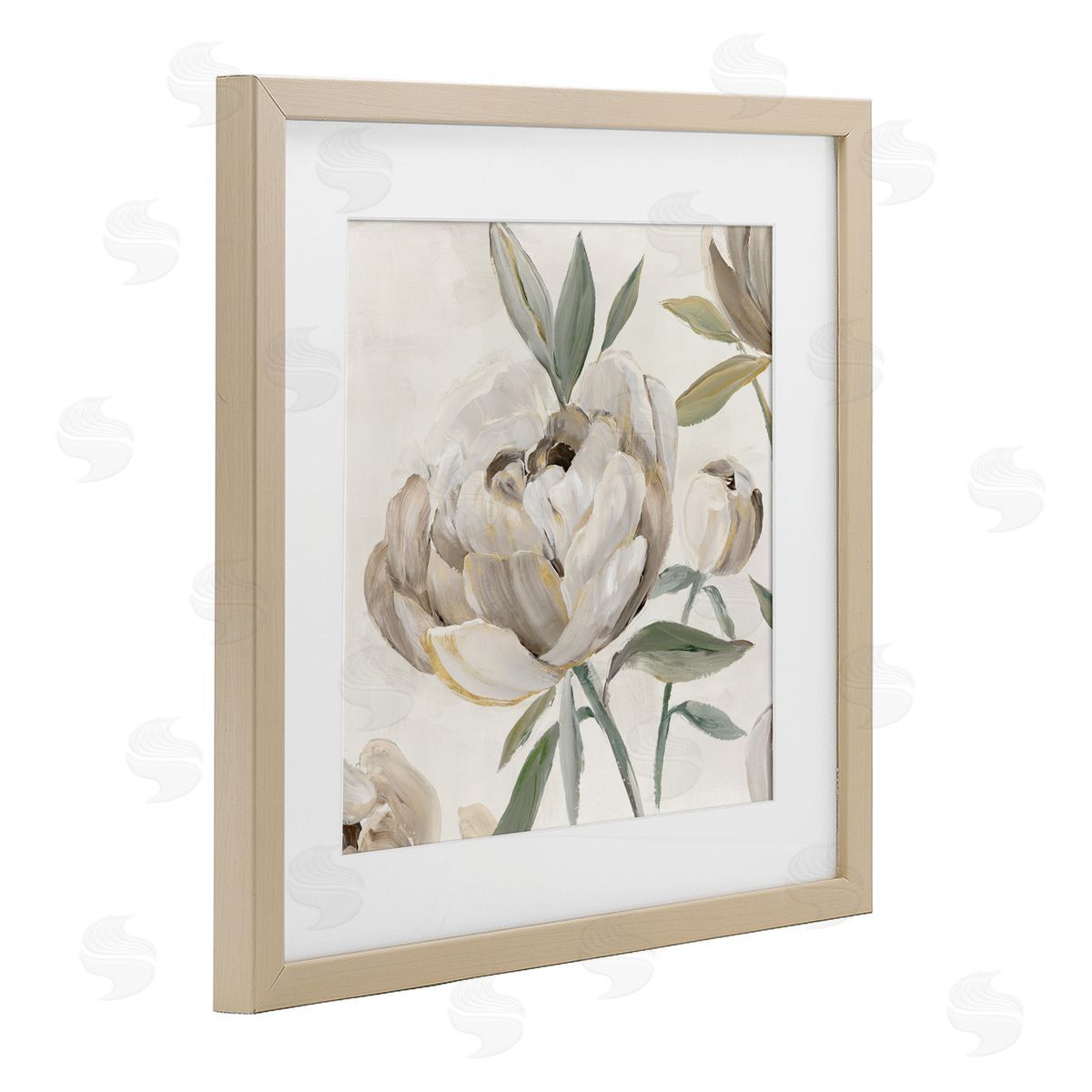 Aria K. Lustrous Peonies in Neutrals Canvas Wall Art Print
