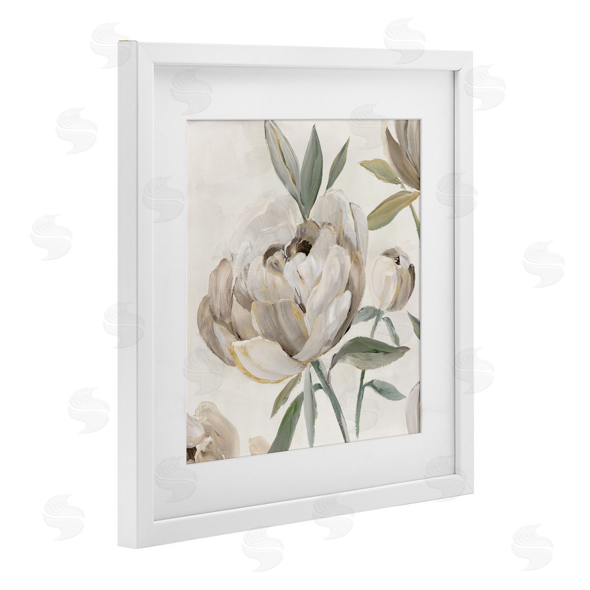 Aria K. Lustrous Peonies in Neutrals Canvas Wall Art Print