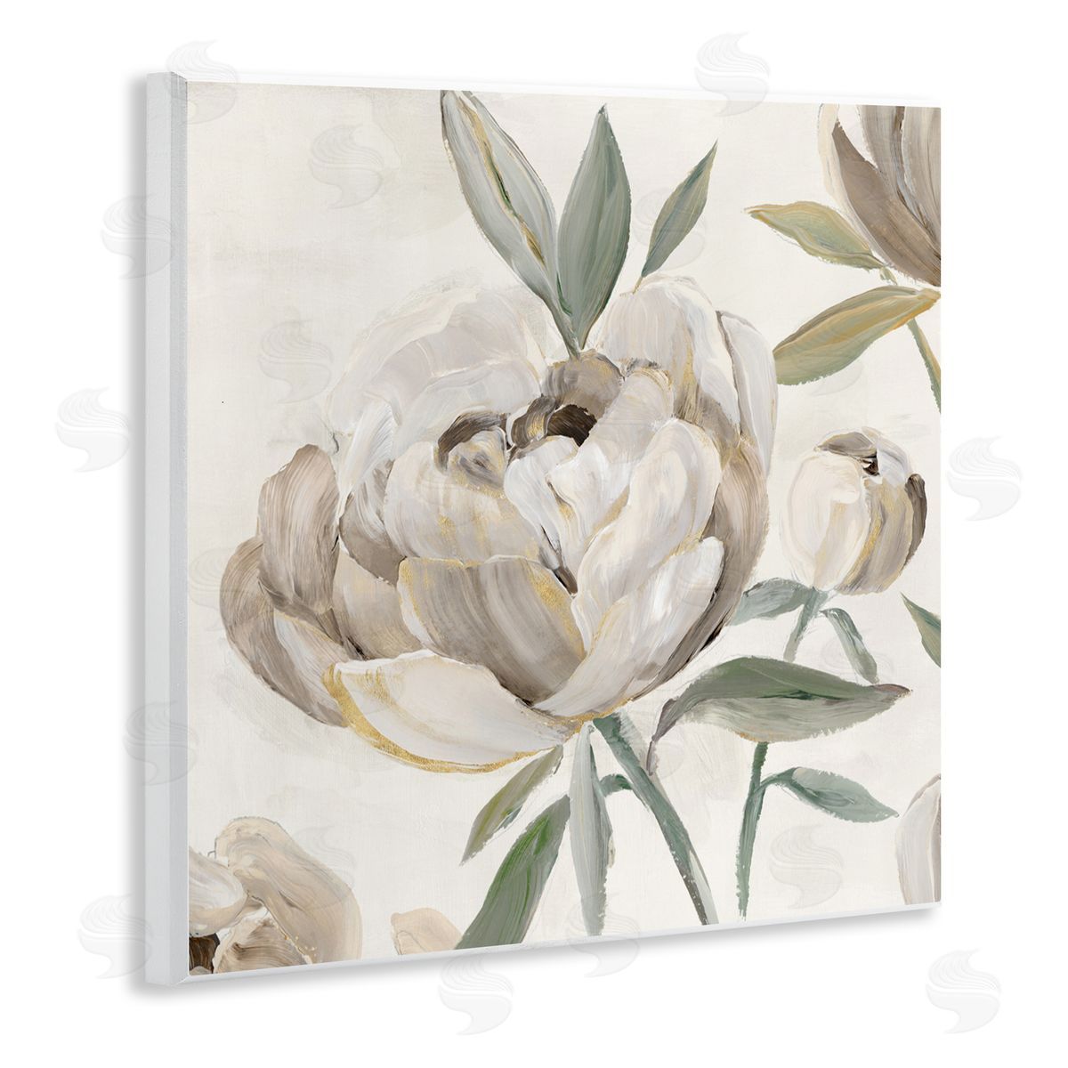 Aria K. Lustrous Peonies in Neutrals Canvas Wall Art Print