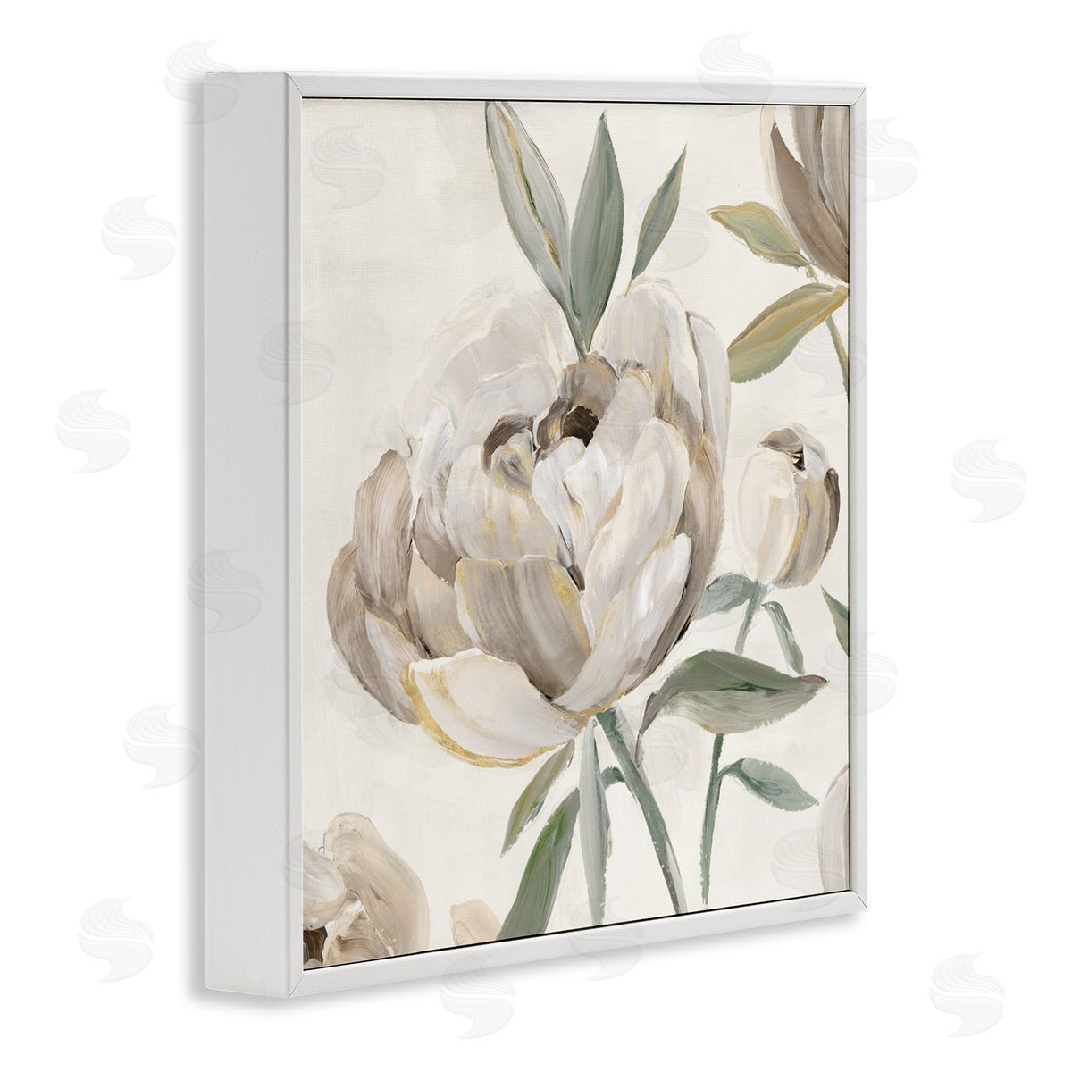 Aria K. Lustrous Peonies in Neutrals Canvas Wall Art Print