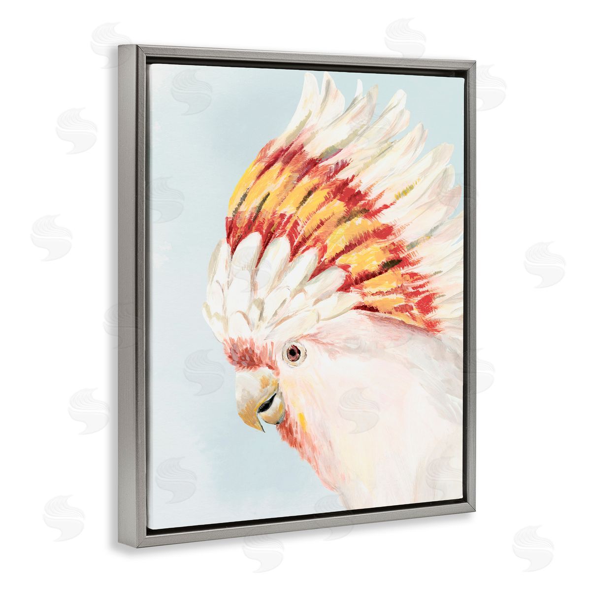 Hannah Dawson Vivid Plumage Cockatoo Gray Floating Frame Canvas Art Print