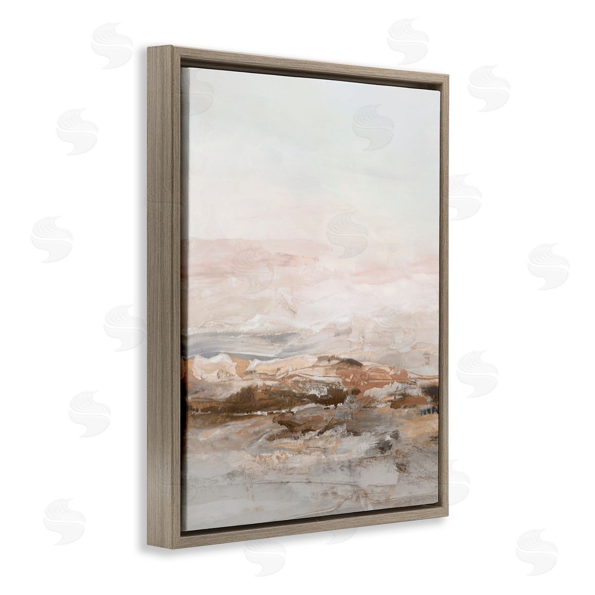 Hazel J. Muted Horizon in Neutrals Brown Floating Frame Canvas Art Print