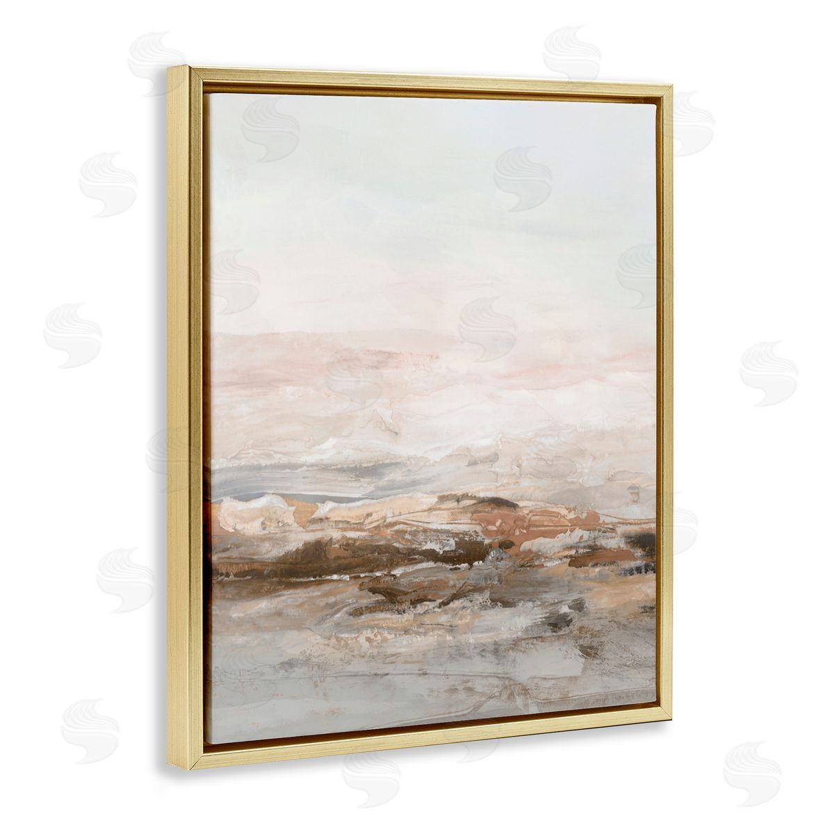 Hazel J. Muted Horizon in Neutrals Gold Floating Frame Canvas Art Print