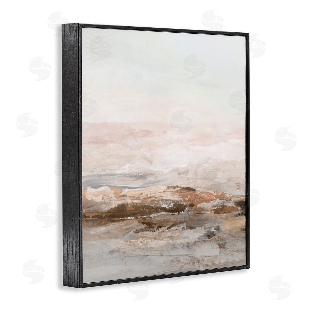Hazel J. Muted Horizon in Neutrals Black Framed Giclee Art Print