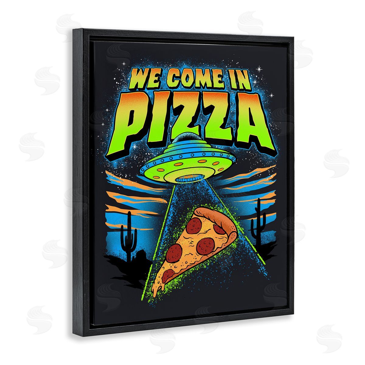 Jedco Brands, Inc. We Come In Pizza Aliens Canvas Wall Art Print
